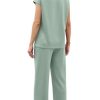 Two Piece Sets for Women Summer Travel Vacation Outfits Cap Sleeve Lounge Matching Sets Wide Leg Pants S-3XL