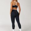 Women 2 Piece Workout Sets ColorBlock Cross Back Sports Bra High Waist Tummy Control Active Leggings Yoga Outfit