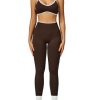 Womens 2 Piece Workout Sets Seamless Color Block Sports Bra Scrunch Butt Lifting High Waist Leggings Gym Set