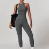 Womens Workout Sets Two Piece Racer-back Tank Top Matching High Waist Leggings Sets Gym Outfits Work Out Clothes