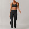 Workout Sets for Women 2 Piece Strappy Back Sports Bra and High Waisted Yoga Leggings Jogger Gym Active Sets