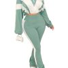 Women's Color Block 2 Piece 80s 90s Outfits Sweatshirt Zip Up Jacket and Bodycon Pants Tracksuit Sets