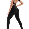 Womens Seamless Workout Sets 2 Piece Open Back Crop Tops High Waist Leggings Yoga Outfits Gym Clothes Sets