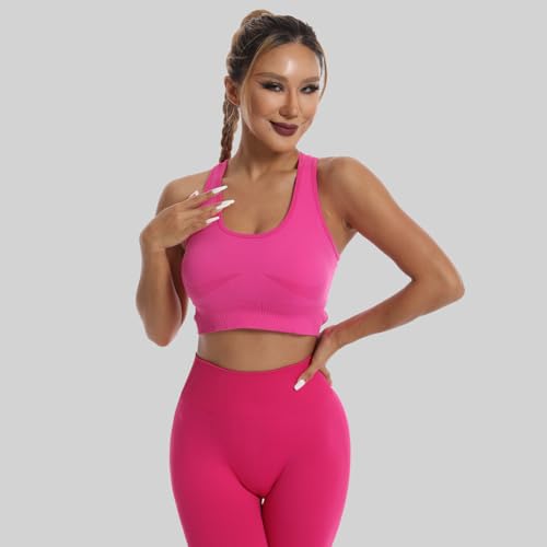 2 Piece Workout Sets for Women Sports Bras and High Waisted Leggings Yoga Outfits Set for Women