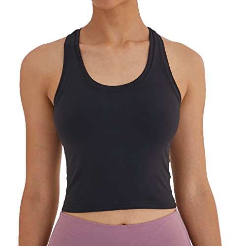 Women's Cropped Racerback Tank Tops Running Workout Tops Active Yoga Tops