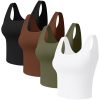 4 Pieces Women's Scoop Neck Tank Tops Cotton Sleeveless Workout Shirts Sports Yoga Crop Top for Women