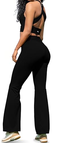 Two Piece Workout Sets for Women, 2 Piece Matching Flared Leggings & Sports Bra Set for Women's Gym Set Running Yoga Outfits