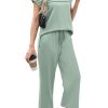 Two Piece Sets for Women Summer Travel Vacation Outfits Cap Sleeve Lounge Matching Sets Wide Leg Pants S-3XL