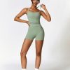 Women's Yoga Outfits Backless Strappy Sports Bra and High waisted hip-lifting shorts Matching workout set