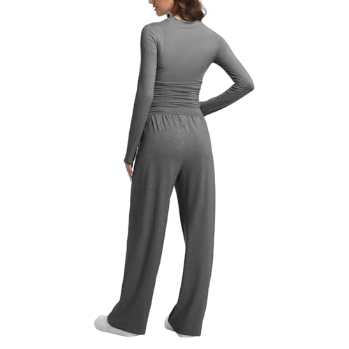 2 Piece Lounge Sets for Women Fall Outfits Long Sleeve Wide Leg Tracksuits Womens Two Pcs Casual Matching Loungewear Set