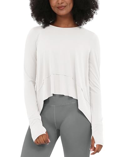 317oWFgNRZL.jpg Long Sleeve Tee for Women with Thumb Hole Athletic Gym Workout Crop Tops Yoga Shirts