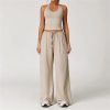 2 Pieces Women Workout Outfits Fitness Sportswear Gym Wide Leg Straight Pants Tracksuit Sports Tank Suit