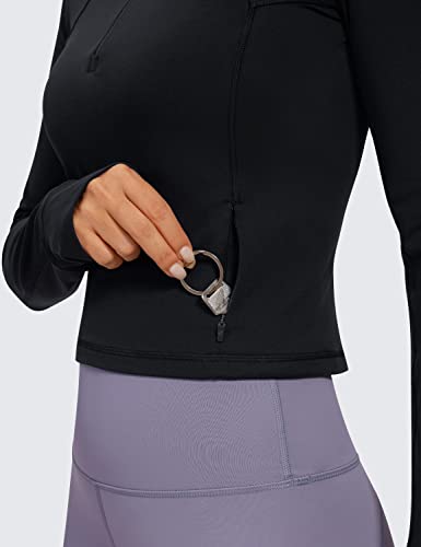 Women's Butterluxe Long Sleeve Workout Shirts Half Quarter Zip Athletic Tops Crop Collared T-Shirt