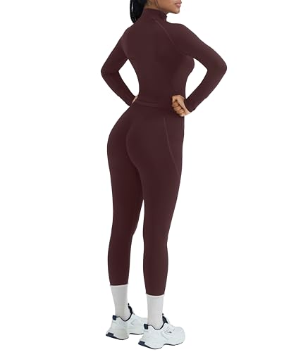 2 Piece Workout Sets for Women Zip Up Jacket Gym Leggings with Pockets Yoga Sets