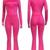 Womens Two Piece Outfits Fall Workout Zip Up Sweatshirt And Jogger Flare Yoga Pants Gym Sweat Suits 2 Piece Set