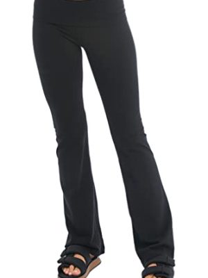 Rolldown Bootleg Flare Pants in Cotton Spandex Black XL 32