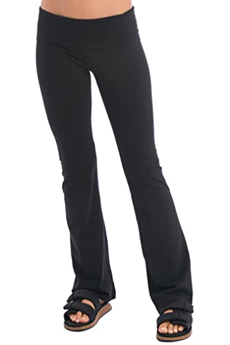 Rolldown Bootleg Flare Pants in Cotton Spandex Black XL 32