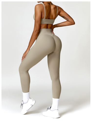 2 Packs Workout Set for Women,Seamless Yoga Outfits Butt Lifting Shorts pants,Sports Bra Gym Short trousers