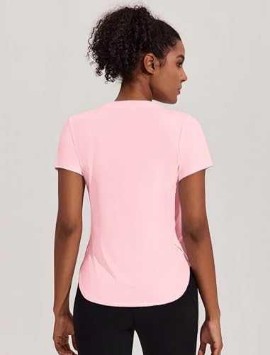 Workout Tops for Women UPF 50+ Yoga Shirts Short Sleeve Athletic Tops with Side Slits Running Gym Tee Top Loose Fit
