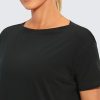 Women's Pima Cotton Short Sleeve Shirts Boat Neck Loose Fit Gym Workout T-Shirt Athletic Casual Tops