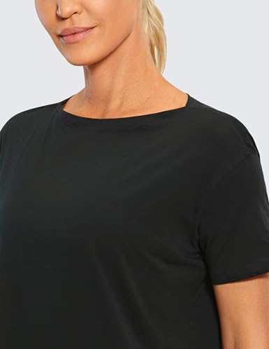 Women's Pima Cotton Short Sleeve Shirts Boat Neck Loose Fit Gym Workout T-Shirt Athletic Casual Tops