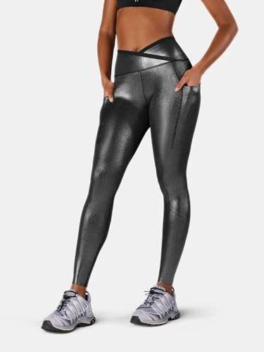 Body Sculpt Faux Leather Leggings Reversible Wear Compression Leggings for Women Body Sculpting Tummy Control Workout