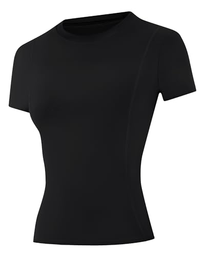 Women's Compression Shirts Short Sleeve Workout Tops Athletic Base Layer T-Shirt for Gym Running Yoga Basketball BJJ