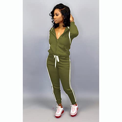 Womens Two Piece Outfits Casual Sweatsuits Solid Tracksuit Jogging Sweat Suits Matching Jogger Hoodie Pants Set