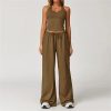 2 Pieces Women Workout Outfits Fitness Sportswear Gym Wide Leg Straight Pants Tracksuit Sports Tank Suit