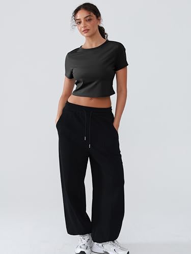 31LQ3qporUL.jpg Open Back Workout Tops for Women Crop Yoga Shirts Lightweight Twist Back Athletic Running Gym Tops