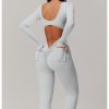 31LoLpLeWAL.jpg Sports Jumpsuit Women Gym Set Training Yoga Suit Sportswear Back Jumpsuit Fitness Rompers Stretch Workout Bodysuits