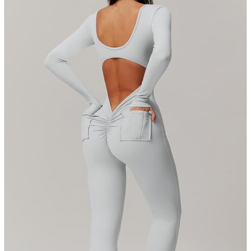 31LoLpLeWAL.jpg Sports Jumpsuit Women Gym Set Training Yoga Suit Sportswear Back Jumpsuit Fitness Rompers Stretch Workout Bodysuits