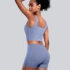 Womens Sports Bras 5 Packs - Square Neck Longline Workout Crop Tank Tops Padded Yoga Camisole with Built in Pads