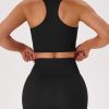 Womens Workout Sets 2 Piece - Acid Wash Seamless Yoga Outfits High Waist Leggings Padded Racerback Sports Bra Gym Set