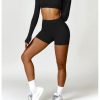 2 Piece Women's Workout Sets,Seamless Long Sleeve Gym Bra Outfits,Butt Lifting Shorts Pants Short trousers.