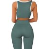Work Out Sets Womens - Gym Two Piece Outfits Seamless Crop Tank High Waist Yoga Leggings