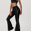 Yoga sets for women 2 piece Fashion contrasting lines Sports Bra and High Wasit Split hem Flared Leggings