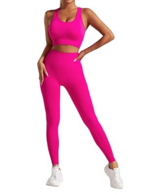2 Piece Workout Sets for Women Sports Bras and High Waisted Leggings Yoga Outfits Set for Women