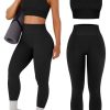 Womens Workout Sets 2 Piece - Acid Wash Seamless Yoga Outfits High Waist Leggings Padded Racerback Sports Bra Gym Set