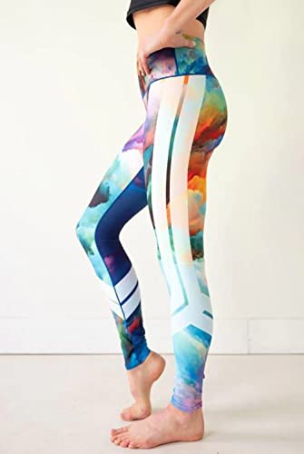 Colorado Threads Watercolor Yoga Pant-Multi Printed-XS Womens Active Workout Yoga Leggings Multi Printed Watercolor XL