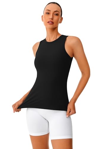 Workout Tank Tops for Women - Butter Soft High Neck Athletic Gym Yoga Pilates Tank Tops