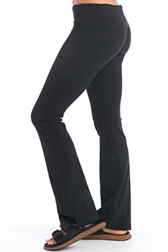 Rolldown Bootleg Flare Pants in Cotton Spandex Black XL 32