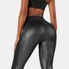 Body Sculpt Faux Leather Leggings Reversible Wear Compression Leggings for Women Body Sculpting Tummy Control Workout