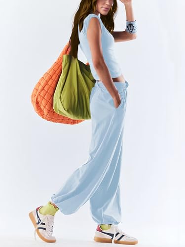 Women 2 Piece Outfit Set Loungewear Cropped Tops and Jogger Sweatpant Matching Set Coordinated Sweatsuit with Pockets