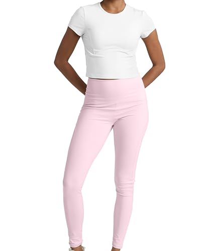 31TPX1B0kCL.jpg Two Piece Workout Set for Women High Waist Leggings and Short Sleeve Athletic Tops Matching Pilates Gym Sets Yoga Outfits