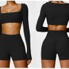 2 Piece Women's Workout Sets,Seamless Long Sleeve Gym Bra Outfits,Butt Lifting Shorts Pants Short trousers.