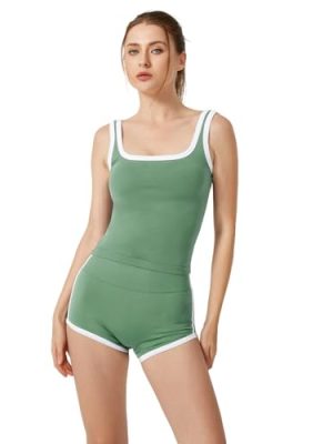 Two Piece Workout Sets for Women Summer Color Block Lounge Set Tank Top and High Waited Shorts Yoga Gym Outfits