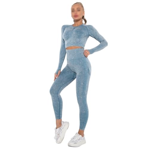 Yoga Set, Exercise and Fitness Long Sleeved Top, Hip Lifting Yoga Pants, Two-Piece Set(Small)