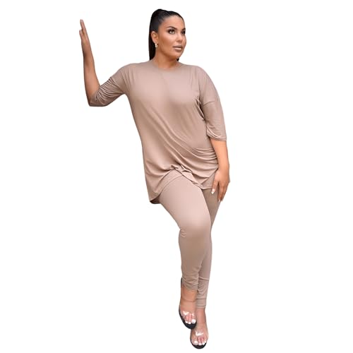 2 Piece Leggings Sets for Women Outfits Summer Fall Casual Jogger Set Oversized TShirt Long Pants Set Sweatsuit
