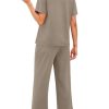 2 Piece Sets for Women Casual Summer Travel Vacation Outfits Short Sleeve Wide Leg Crop Pants Lounge Sets